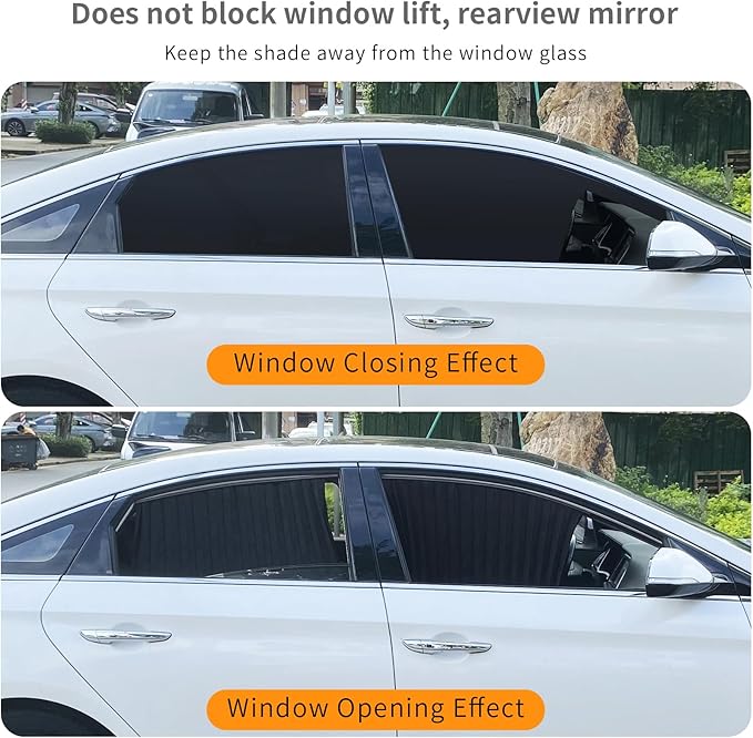 4 Pcs Car Side Window Sun Shades - Magnetic Track Blinds Curtains, Summer Sunshade Accessories, Protecting Infant Sleep Privacy (Black)