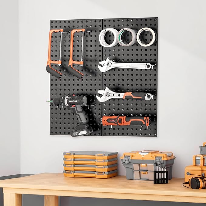 VEVOR Metal Pegboard Panels, 24" x 12" Pegboard, 2 Panels, Heavy Duty Peg Board Wall Organizer with Accessories, for Living R