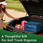 ANILD Golf Trunk Organizer, 2 Layer Golf Storage Case with Separate Ventilated Compartment for 2 Pair Shoes, for Balls, Tees,