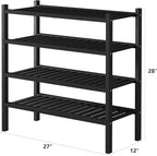 ROMGUAR CRAFT 4 Tier (Thick) Bamboo Shoe Rack for Closet Free Standing Wood Shoe Shelf for Entryway Small Space Stackable 27"