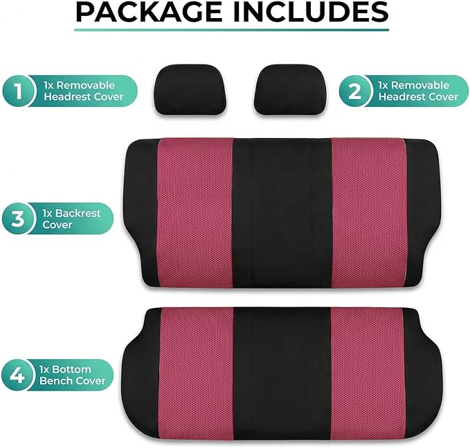 FH Group Automotive Rear Car Seat Covers for SUV, Trucks, Sedan and More - Universal Fit Rear Solid Bench Design Interior Acc