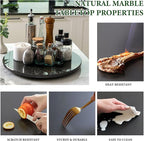 Koville 16'' Marble Lazy Susan for Kitchen Counter, Black Marble Turntable for Dinning, Lazy Susans Organizer for Cabinet, Se