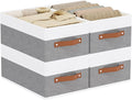 Storage Boxes, 16.1 × 9.8 × 6.5 Inch Storage Baskets with Handles, Fabric Cube Organizer Bins for Shelves Bedroom Laundry, Wh