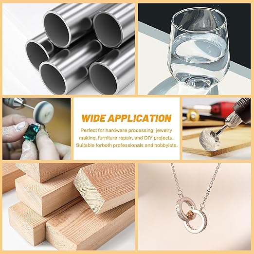 9Pcs Buffing Wheel for Drill, Polishing Wheel Set for Metal, Jewelry, Wood, Plastic, Stainless Steel, Chrome, Yellow & White Buffing Pads Polishing Tool Kit for Mirror Finish, Remove Rust