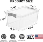 Citylife 17 QT Plastic Storage Bins with Lids Latching Stackable Storage Containers for Organizing Large Clear Storage Box fo