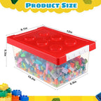 Vicenpal 4 Pack Toy Storage Containers with Lids Brick Shaped Kids Toy Organizer Box Plastic Clear Stackable Bin Chest for Bu