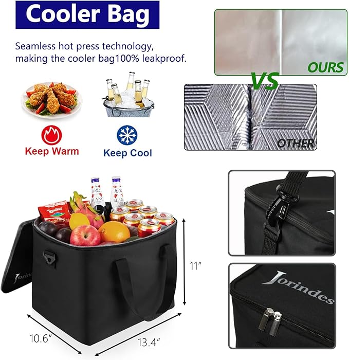 Collapsible Trunk Organizer for Car with Insulated Leak proof Cooler Bag, 3 Compartments SUV Cargo Organizer Removable