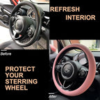 PINCTROT Nappa Leather Steering Wheel Cover, Slim Fit No Bulk Design, One Piece Leather with Breathable Perforation, Fit Like