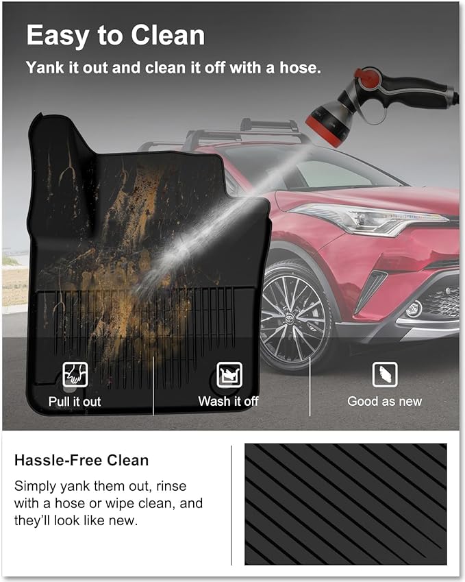 KIWI MASTER Floor Mats for 2018-2023 Toyota C-HR, OEM Replacement PT206-1C160-20, Custom Fit All Weather Car Mats, Heavy Duty TPE Floor Liners, Front & Rear 2 Row, Black