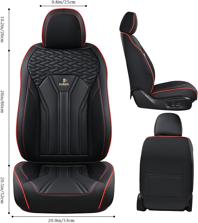 FLORICH Leather Seat Covers, Seat Covers Full Set, Car Seat Protectors 5 Seats, Automotive Seat Covers Fit for Most Cars Truc