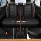 Leather Car Seat Covers Full Set, Waterproof Faux Leather Seat Covers for Cars, Non-Slip Car Interior Covers Universal Fit fo