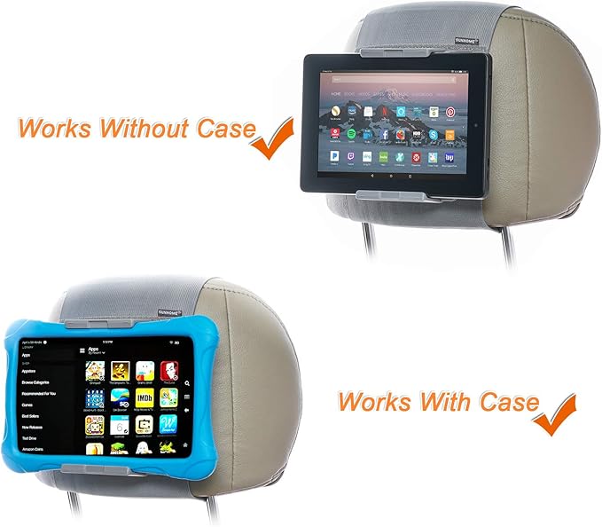 TFY Car Mount Holder, Car Headrest Mount Holder for Phones and Tablets, Compatible with 5 to 10.5 Inch Screens Devices (Gray)