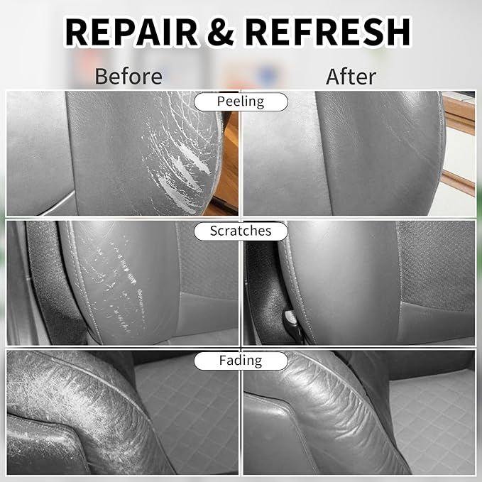 8.5 OZ Leather Recoloring Balm with 100ML Leather Conditioner - Gray Leather Repair Kit for Furniture, Leather Dye, Recolor, 
