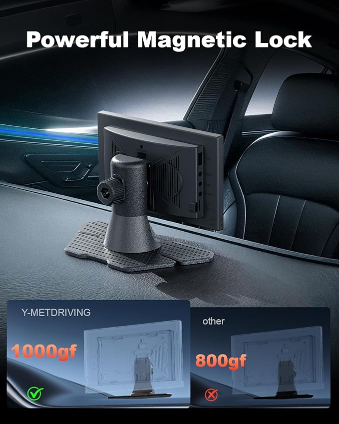 Carplay Holder Mount for 7/9/10.26” Portable CarPlay Screen Mount,GPS Holder with Replaceable Extra-Large Adhesive Base,Adjustable Dashboard Sticky Stand for Car Play Devices