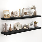 Fun Memories 55 Inch Floating Shelves in Black, 9.3 Inch Deep Floating Shelf for Bathroom Living Room Kitchen, Rusitc Wall Mo
