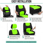 FH Group Flat Cloth Full Set Car Seat Covers Three Row 7 Seater - Universal Fit for Cars, Trucks & SUVs Green