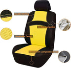 CAR PASS Universal 13PCS 3D Air Mesh-100% Breathable Seat Covers Full Sets Steering Wheel&Belt Cover Airbag and Rear Split Bench Compatible for 90% Automotive SUV Truck Cute Women Black Yellow