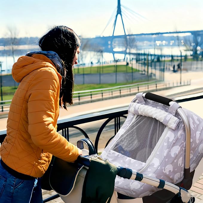 Car Seat Cover Baby, Mink Dot Infant Car Seat Cover for Outdoor, Breathable Carseat Cover with Mesh Peep Window & Sun Shade f