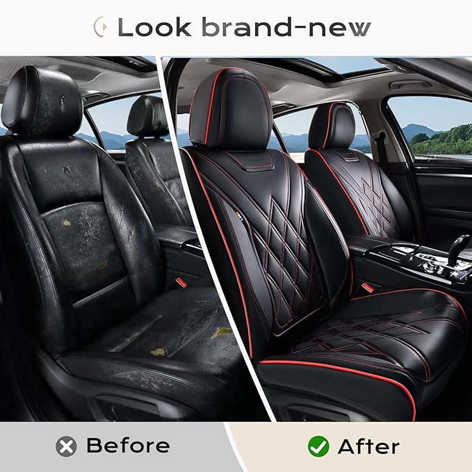 Coverado Car Seat Covers, Front Covers for Cars, Car Seat Cover Front Seats, Automotive Seat Cover, Waterproof, Leather Car S