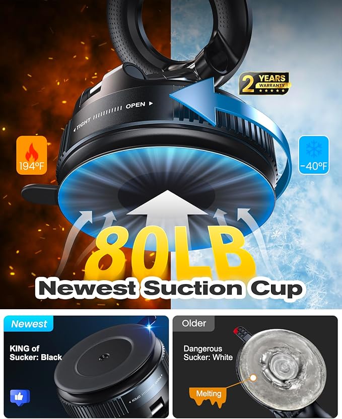 Magnetic Suction Cup Phone Mount for Magsafe, 360° Adjustable Magnetic Car Phone Holder, Pocket Size Foldable Car Mount, Cell Phone Holders for Your Car for iPhone 17 16 15 14 13 12 Series
