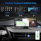 Wireless Apple Carplay Screen for Car with 4K Dash Cam, 10.26" Portable Apple Carplay & Android Auto, HD Touchscren with 1080