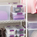 Sterilite 48-Pack 15 Quart ClearView Latch Box, Stackable Organizer Bins with Latching Lids - Clear Plastic Organization Cont