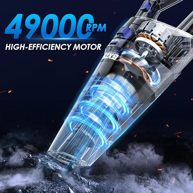 Handheld Vacuum Cordless, 15000PA Strong Suction Hand Held Car Vacuum Cleaner Rechargeable, Portable Hand Vacuum with Multi-N