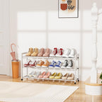 Expandable Shoe Rack for Closet Adjustable Metal Shoe Rack for Entryway 18.5"-33" Free Standing Shoe Organizer 12 Pairs with 