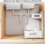 2 Pack 17IN-Depth Under Sink Organizer,Pull Out Cabinet Organizer With Smooth Cylindrical Rail,Metal Slide Out Drawer for Kit