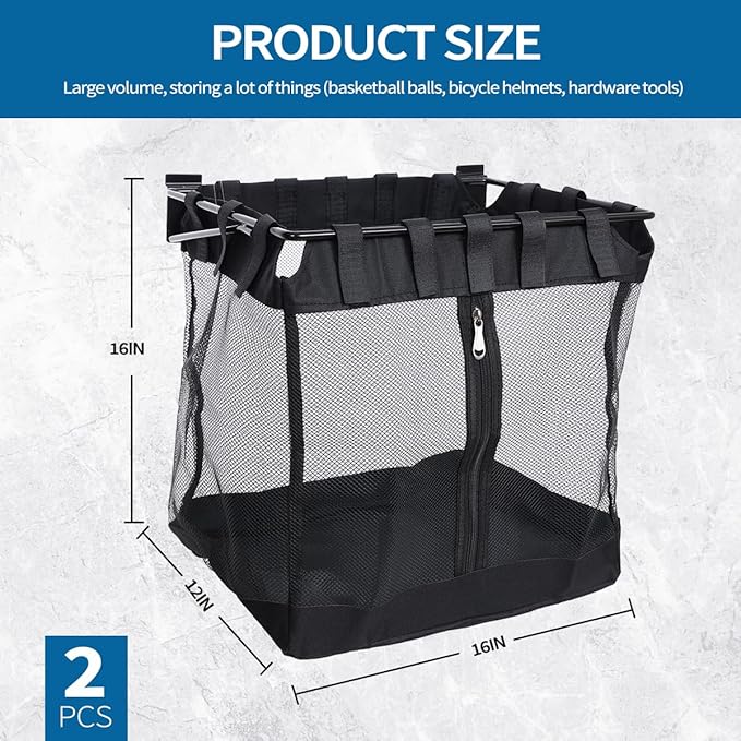 2Pcs Large Slatwall Baskets Mesh Slatwall Baskets with Zipper Mounted Storage Baskets Hanging Slatwall Accessories for Shops 