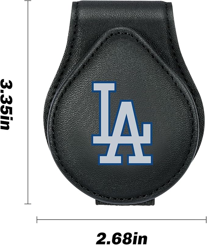 for MLB Los Angeles Dodgers Car Visor Sunglass Holder - Black Leather Eyeglass Case with Team Logo, Clip-On Sun Visor Organizer for Auto Interior, LA Dodgers Gifts
