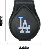 for MLB Los Angeles Dodgers Car Visor Sunglass Holder - Black Leather Eyeglass Case with Team Logo, Clip-On Sun Visor Organizer for Auto Interior, LA Dodgers Gifts