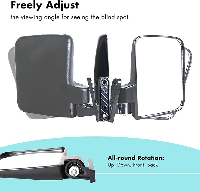 10L0L Golf Cart Mirror, Extra Large Side Rear View Universal for Yamaha, Club Car, EZGO, Folding Adjustable 180 Degree