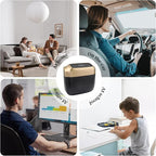 2PCS Car Trash Can with Lid + 60PCS Garbage Bag,Mini Trash Can Car Interior Accessories,Multifunctional ABS Car Organizers and Storage (Gold)
