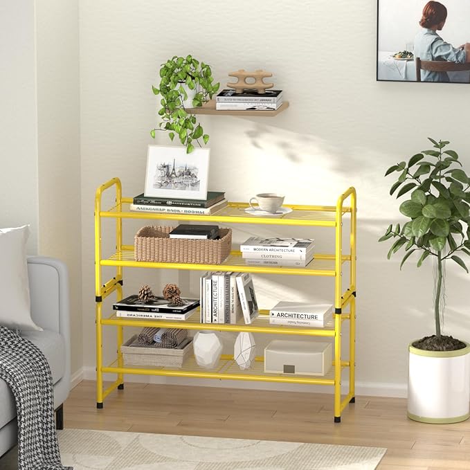 SUFAUY 2-Tier 33" Wide Shoe Rack, Closet Metal Wire, Stackable, Gold