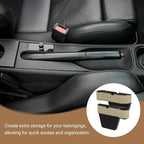 HARFINGTON Car Seat Gap Filler Organizer 10.6 x 7.1 x 2.8 Inch ABS+Leather Universal Car Organizer Storage Box Between Seat and Console (Right) with Cup Holders for Phone Keys, Beige
