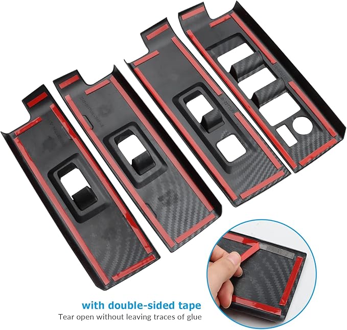 INTGET 4PCS Window Lift Switch Cover for 2022-2025 2026 Toyota Tundra Accessories Carbon Fiber Front & Rear Door Window Switch Lift Panel Cover for 2023 2024 2025 2026 Toyota Sequoia Accessories