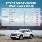 LASFIT Floor Mats for Ford Explorer 6 Seats 2026 2025 2024 2023 2022, Custom Fit All Weather TPE Protector 3 Rows Floor Liners, Easy Clean Anti Slip Waterproof Accessories Black