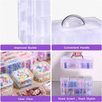 Funtopia Bead Organizers and Storage, 56 Pcs Small Plastic Containers with Lids and 3-Tier Stackable Storage Box, Mini Clear 