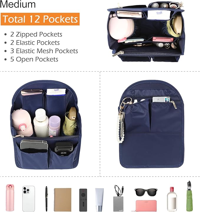 Surblue Backpack Organizer Insert Liner Hanging Travel Rucksack Purse and Handbag Insert Pocket, High-capacity Divider Foldab