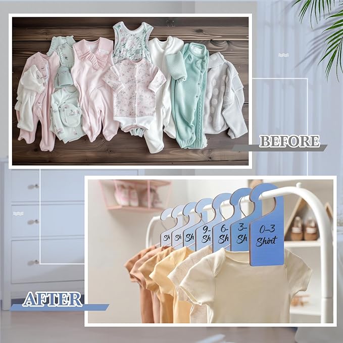 Patelai 14 Pcs Blank Wooden Clothing Rack Divider with Marker Pen Closet Blank Organizers Hanger Separators Hanging Closet Di