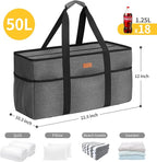 LHZK Stand Up Extra Large Utility Tote Bag with Lid, Utility Tote Bag with Metal Wire Frame and the Sides Rinforced, Reusable