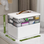 JOYBOS 3-Tier Medicine Storage Box Cabinet, Empty First Aid Kit Portable Medical Supply Organizer with Leather Handle for Hom