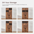 Iwell Storage Cabinet with 2 Drawers & Adjustable Shelves, Cupboard, Floor Cabinet for Living Room, Home Office, Rustic Brown