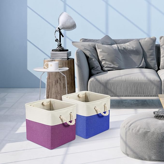 Geiserailie 6 Pcs 13 x 13 Inch Cube Storage Bins Fabric Storage Organizer Bins Foldable Cube Baskets with Sturdy Carry Handle