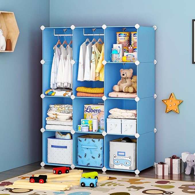 VIPZONE Baby Dresser, Kids Closet Organizers, Portable Kids Wardrobe for Closet, Bedroom, Nursery, Cubby, Cabinet, Clothes, D