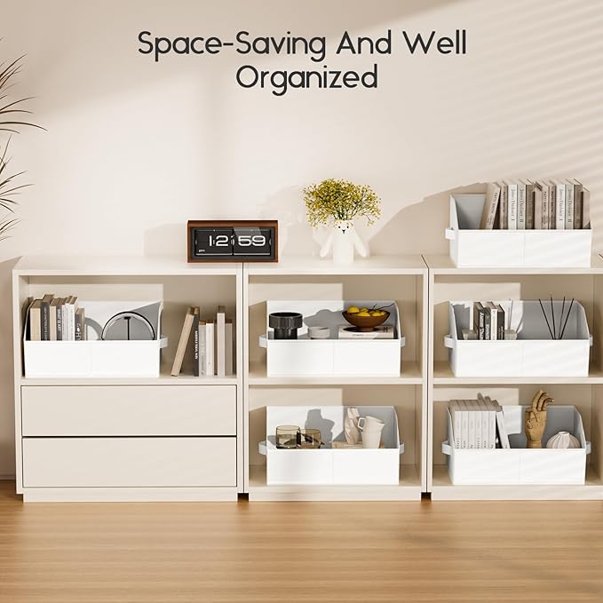 Homsorout Large Closet Organizers and Storage Bins - 8 Pack Trapezoid Storage Baskets for Shelves, Foldable Fabric Baskets wi
