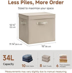 StorageWorks Storage Boxes with Lid, Collapsible Storage Bins with Handles, Stackable Closet Organizers for Shelves, and Bedr
