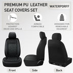 CAROMOP Faux Leather Car Seat Covers Full Set,Luxury and Comfortable Covers for Cars,Split Bench Compatible Car Interior Cove
