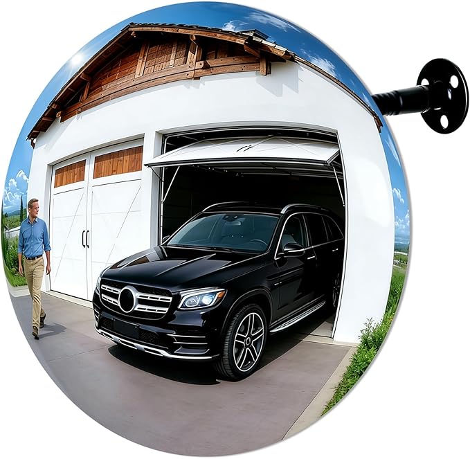 Convex Mirror 11.65" Adjustable Acrylic Wide Angle View Traffic Mirror for Bedroom Enhanced Security Coverage in Warehouses, Garage Parking, and Addressing Indoor/outdoor Corner Security